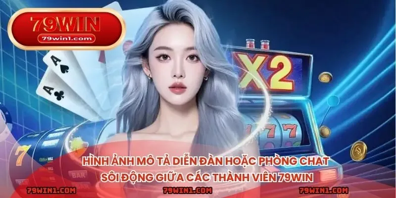 Hình ảnh mô tả diễn đàn hoặc phòng chat sôi động giữa các thành viên 79WIN.